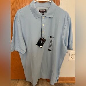 Kirkland Signature LARGE light blue short sleeve polo NWT